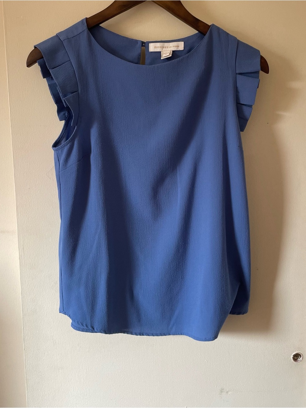 Blue Ruffle Sleeveless Top